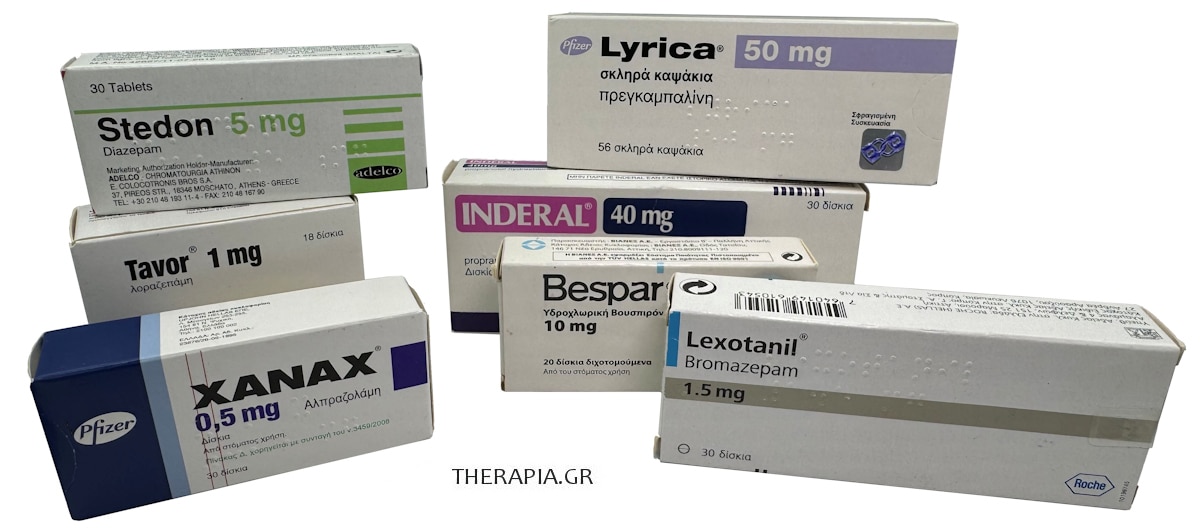 Φάρμακα για το άγχος, Ηρεμιστικά, Xanax, Lexotanil, Bespar, Inderal, Lyrica, Stedon, Tavor, Φάρμακο για ψυχοσωματικά