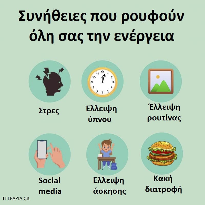 Συνήθειες που ρουφούν όλη σας την ενέργεια, Συνήθειες που σας ρίχνουν ψυχολογικά, Συνήθειες που επηρεάζουν την ψυχολογία