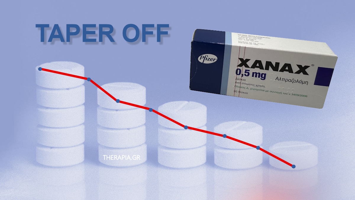 Taper off, Tapering, Xanax, Ζαναξ, Διακοπή, Μείωση, Απότομη διακοπή, Σταδιακά