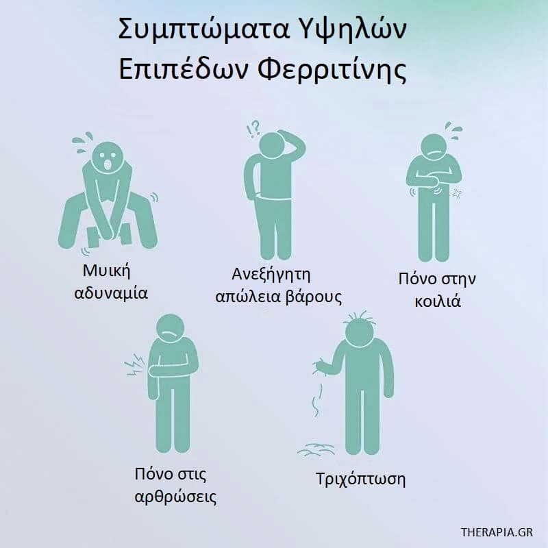 Φερριτίνη, Αιματολογικές εξετάσεις, Τιμές φεριτίνης